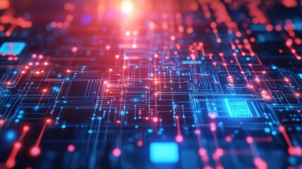 Abstract circuit board, glowing network