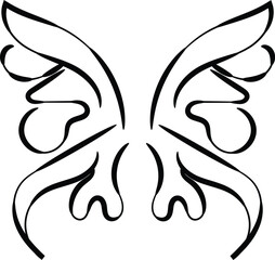 Elegant Black Butterfly Wings Line Art Graphic Design Element