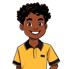 Obraz premium Cartoon illustration presenting a cheerful young boy with a playful expression