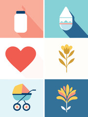 Mother's Day Special Vector Artwork - Milk Feeder, Stroller for toddler