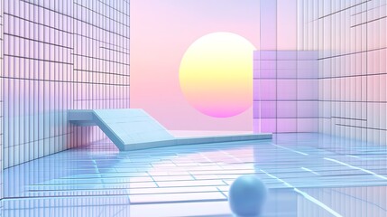 Pastel cityscape, modern architecture