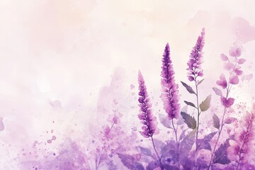 Obraz premium Delicate purple flowers in a soft, watercolor style.