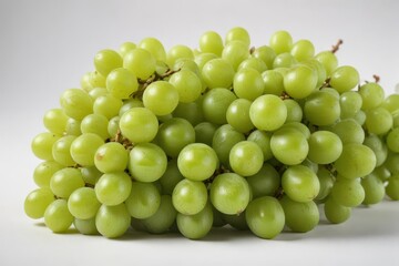 A cluster of vibrant green grapes, isolated on white , wine, healthy eating, agriculture