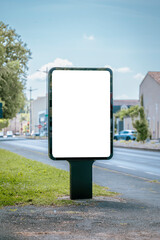 Blank billboard under bridge with car motion blur in city - mockup