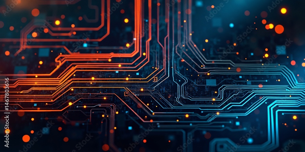 Poster abstract close-up of futuristic computer circuit board