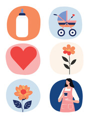 Mother's Day Special - Vector Icons - Mother and Child