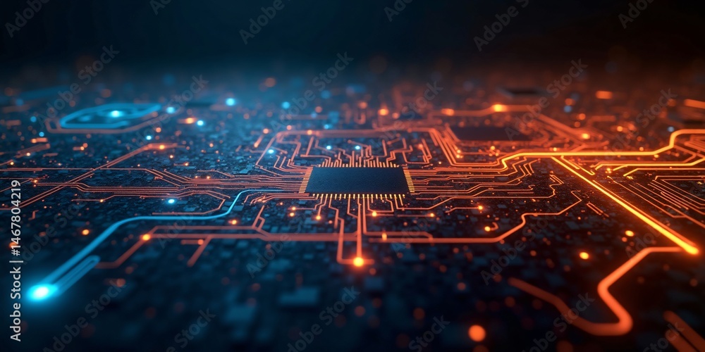 Aufkleber abstract close-up of futuristic computer circuit board