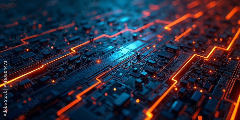 Poster abstract close-up of futuristic computer circuit board