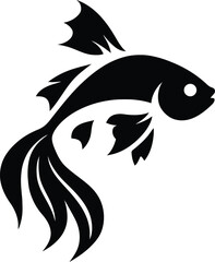 Ornamental Fish Silhouette Vector Graphic, Artistic Fish Design Illustration