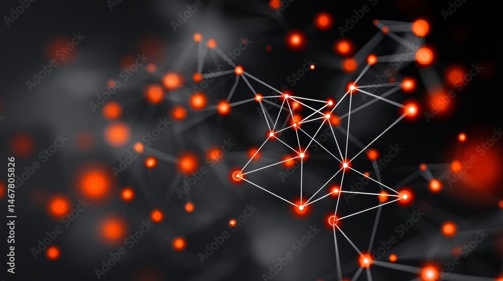 Poster abstract glowing network design - network connections, data flow, technology, interconnected nodes, 
