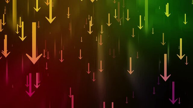 Colorful Downward Arrows on Gradient Background Animation