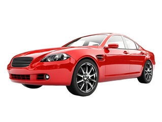 Fototapeta premium Sleek Red Sedan, Perfect for Automotive Stock Photos