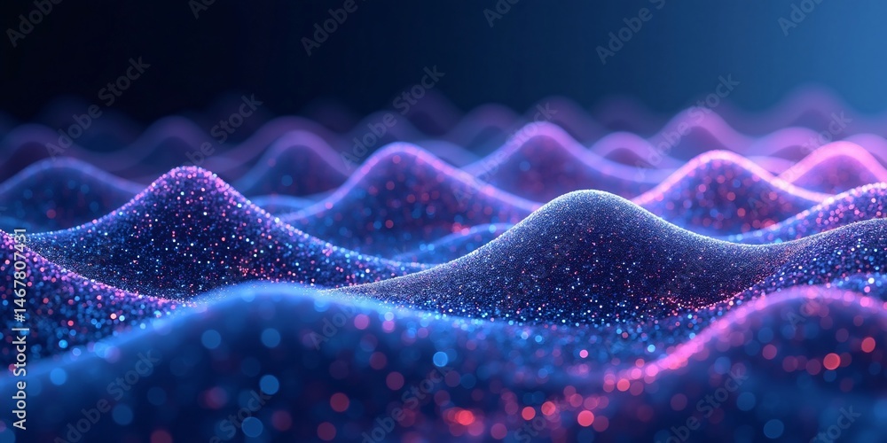 Poster Violet Technology Internet Connection Metallic Waves in Gradient Mesh	

