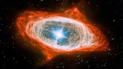 Obraz premium Eye of God: radiant nebula shines brightly with encircled by fiery outer layer