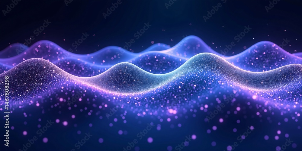 Poster violet technology internet connection metallic waves in gradient mesh