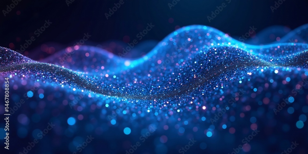 Poster violet technology internet connection metallic waves in gradient mesh
