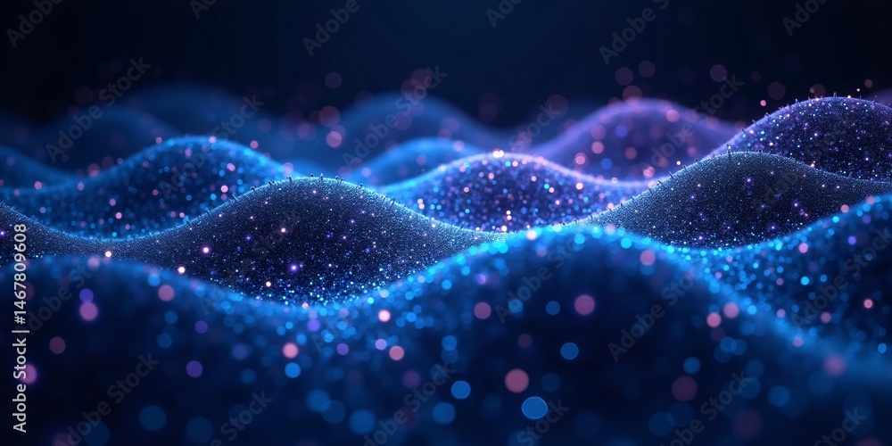 Poster violet technology internet connection metallic waves in gradient mesh