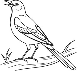 Obraz premium A bird on a branch vector illustration for coloring pages