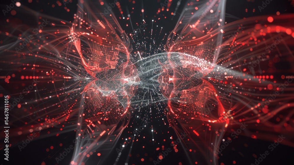 Poster stunning abstract visualisation showcasing the interplay of data and artificial intelligence. perfec