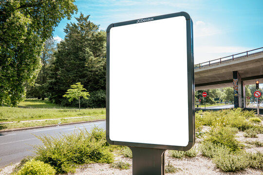 JCDecaux billboard mockup near forest with overpass background - mockup