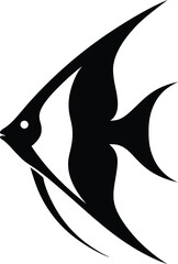 Stylish Black and White Silhouette of a Butterfly Fish, Butterfly Fish Vector Artwork
