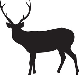 Solid Black Deer Vector Silhouette Wildlife Illustration