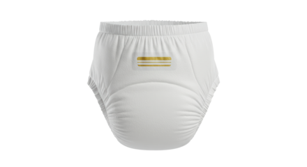 Isolated Baby Diaper with Gold Stripe