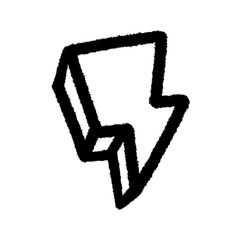 3d thunder png cartoon cute education kid for learning action doodle lint and outline design clipart line art pen doodle cartoon