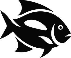 Fototapeta premium Bold Black Fish Silhouette Design, Intense Fish Shape Graphic