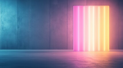 Neon sign glowing with bright colors against a dark background, creating an energetic urban vibe.