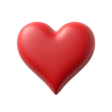 Naklejki Red Heart Love Symbol 3D Render isolated on transparent background