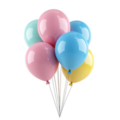Naklejka premium Colorful balloons floating in air at a celebration festive atmosphere joy isolated on transparent background