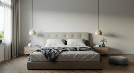 Modern Minimalist Bedroom with Natural Light and Stylish Decor