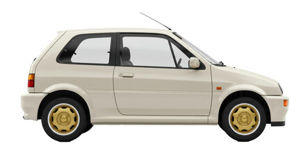 Isolated Classic White Hatchback Car Automotive