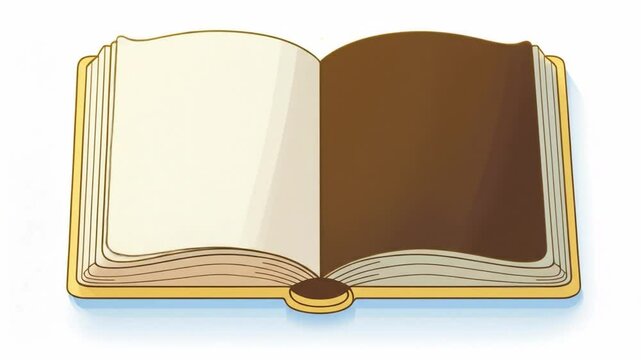 Open book illustration with simple bold outlines and soft pastel colors in flat vector style showing two slightly curved pages