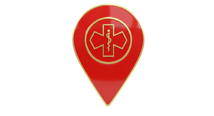 Isolated Medical Location Pin Red Symbol Health