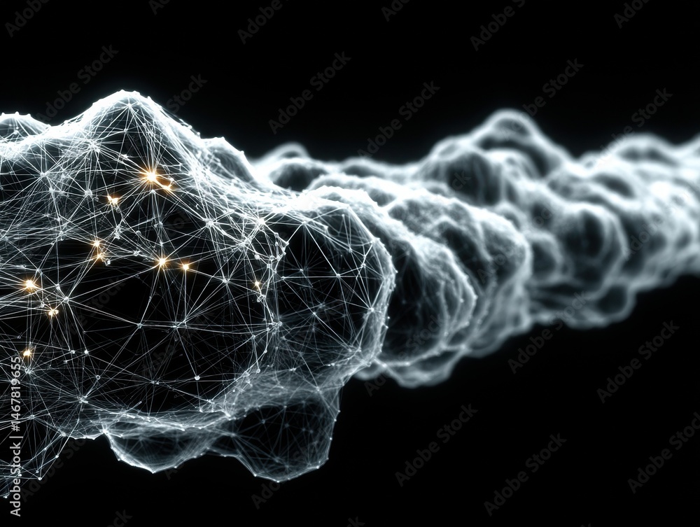 Fototapete Abstract Representation of a Molecular Structure with Network Connections and Glowing Nodes