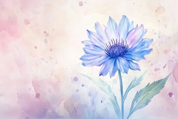Obraz premium Delicate, light blue flower illustration on a soft, pastel background.