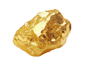 Gold nugget discovery mountain region mineral specimen natural environment isolated on transparent background