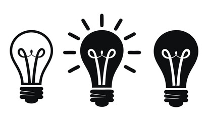 Monochrome Idea Light Bulb, Simple Outline Graphic for Creativity & Energy