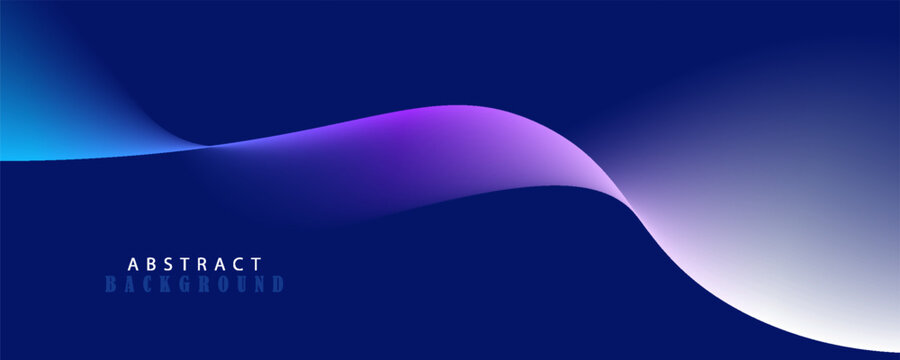 Flowing dark blue curve shape with soft gradient vector abstract background, relaxing and tranquil art, can illustrate health medical or sound of music. Vector illustration