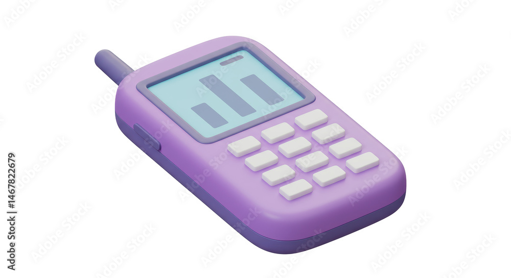 Poster isolated cartoon mobile phone with graph display