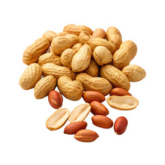 Obraz premium Close-up of peanuts, whole and shelled, on a Transparent background