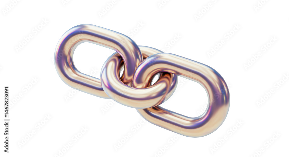 Poster isolated metallic chain links symbolizing connection and strength