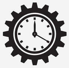 wall clock silhouette vector art illustration, clock on a white background