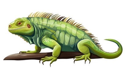 Naklejka premium Vibrant Green Iguana Cartoon Vector Illustration for Creative Projects