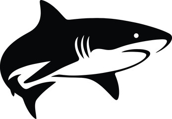 Bold Silhouette of a Shark, Strong Shark Illustration Vector