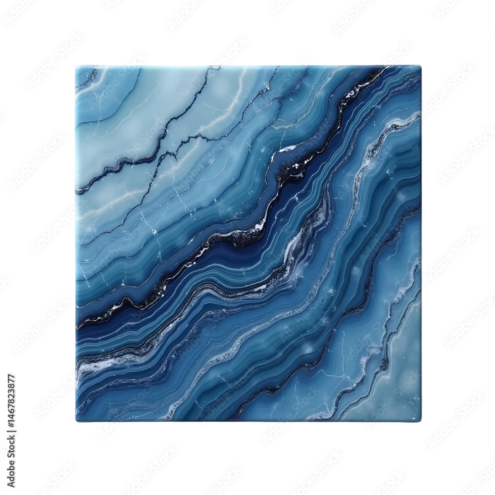 Poster blue marble texture abstract background image isolated on transparent background