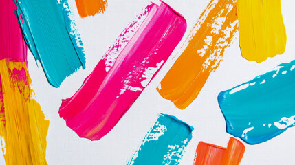 Fototapeta premium Abstract Acrylic Strokes: A Vivid Display of Color and Texture on Canvas, Ideal for Modern Art Print