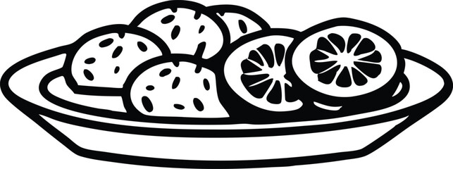 vector illustration of a black and white food icon
